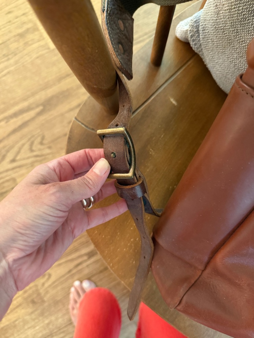 WP Standard Roll-Top Backpack - Brown Leather Army Vintage Style - Picture 5 of 6